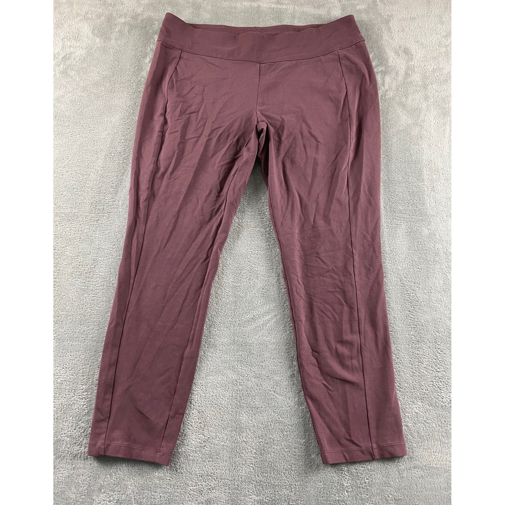 Susan Graver Weekend Womens LP Petite Plum Pull On Slim Ankle Pants Knit Mauve